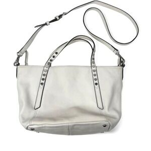 White Soft pebbled leather tote bag